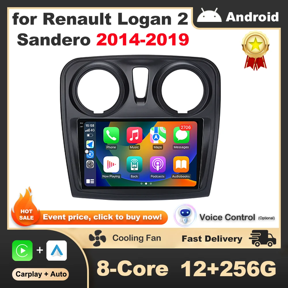 

Android OS Radio Wireless Carplay Multimedia Player 9 inch for Renault Logan 2 Sandero 2014 - 2019 GPS Navi Bluetooth Auto Tools