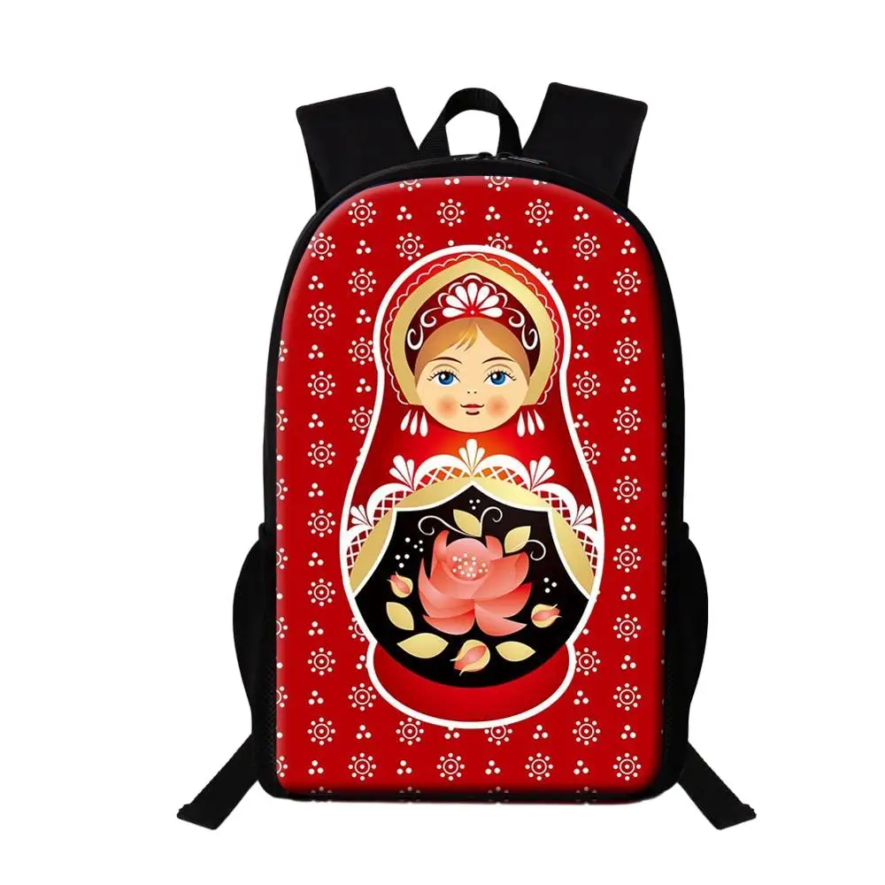 Russa Matryoshka Boneca Padrão Bolsa de Escola para Estudante Médio, Mochila Feminina, Versátil Bookbag, Adolescentes Meninas Mochila Viagem, Novo