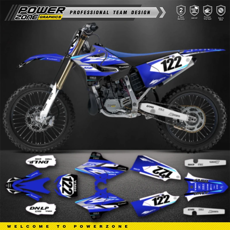 PowerZone 커스텀 팀 그래픽 배경 데칼, 3M 스티커 키트, YAMAHA 2015-2021 YZ125-250 16-21 YZ250X 047