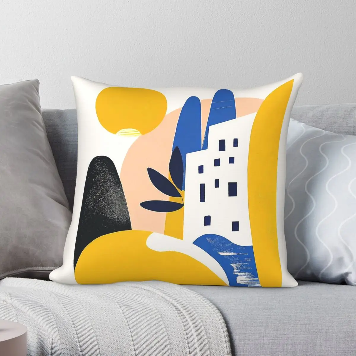 Mediterranean Yellow Blue Boho Pillowcase Polyester Linen Velvet Pattern Zip Decorative Pillow Case Home Cushion Cover 18