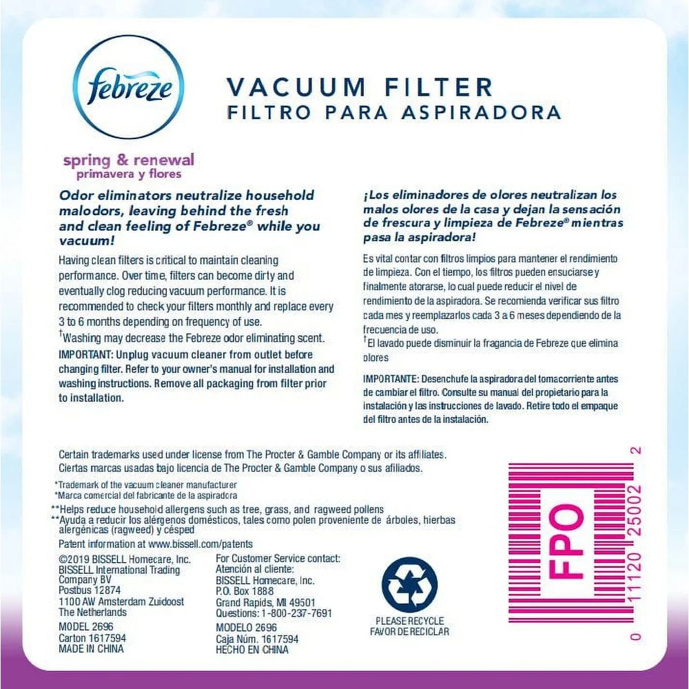 Vacuum Filter Replacement Set SHARK Navigator NV42 NV46 UV410 Washable Foam Felt Post-Motor Allergy Reduction 1 CT