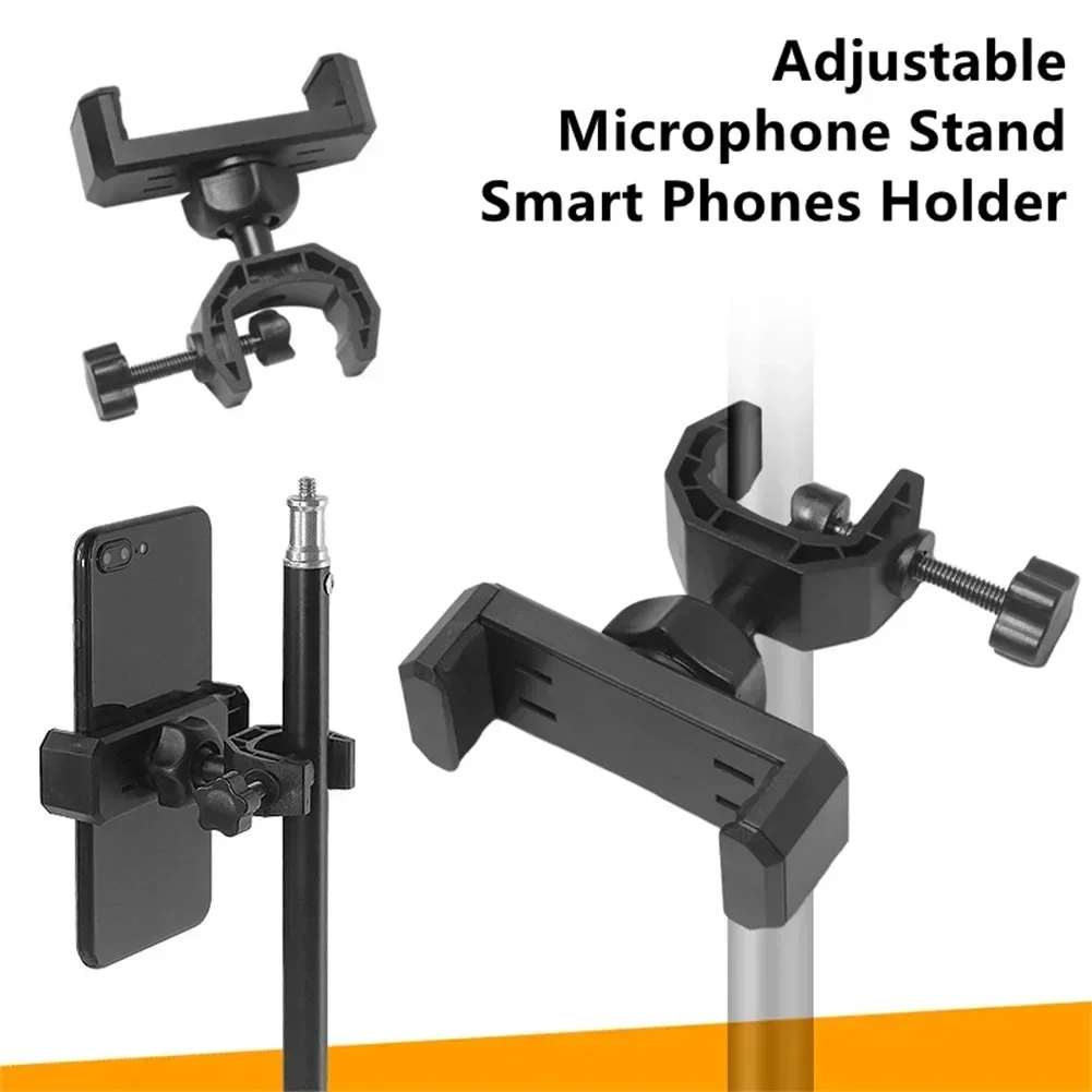 Phone Holder Mount Stand Microphone Stand Mount Tripod Phone Bracket Mobile Cell Support Clip For All Smartphones Live Broadcast