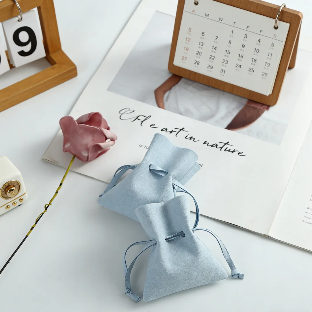 

5Pcs Soft Microfiber Suede Drawstring Jewelry Bags Reusable Storage Organizer for Wedding Favors Birthday Gifts Small Business