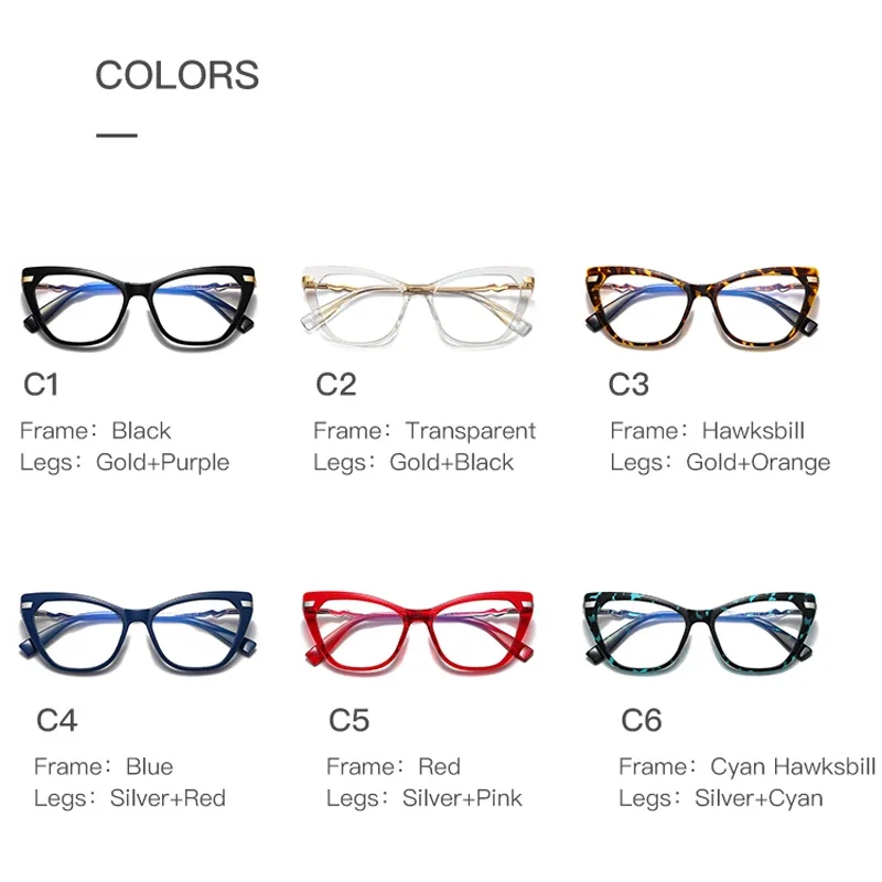 

Очки KIZN Fashion с защитой от синего света, на заказ, по рецепту, для коррекции близорукости, женские, в форме кошачьего глаза, с защитой от изменения цвета, диоптрии от -0.50 до -10