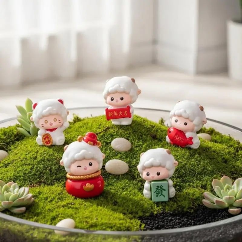 2027 Chinese Zodiac Goat Lunar DIY Animal Fairy Home Garden Decoration Miniature Items Figurines Ornaments Room Decor