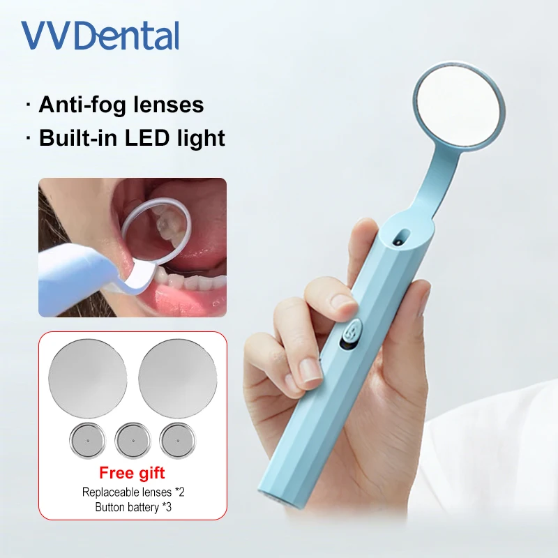 

VV Dental 1pc Mini LED Light Mouth Mirror Portable Reusable,With Non-slip Handle or Oral Examine Dentist Equipment