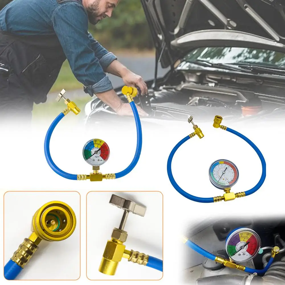 R134A Nachfüll-Messleitung mit Manometer, Kältemittel-Fülladapter, Klimaanlagen-Zubehör für Autos – Detail 7