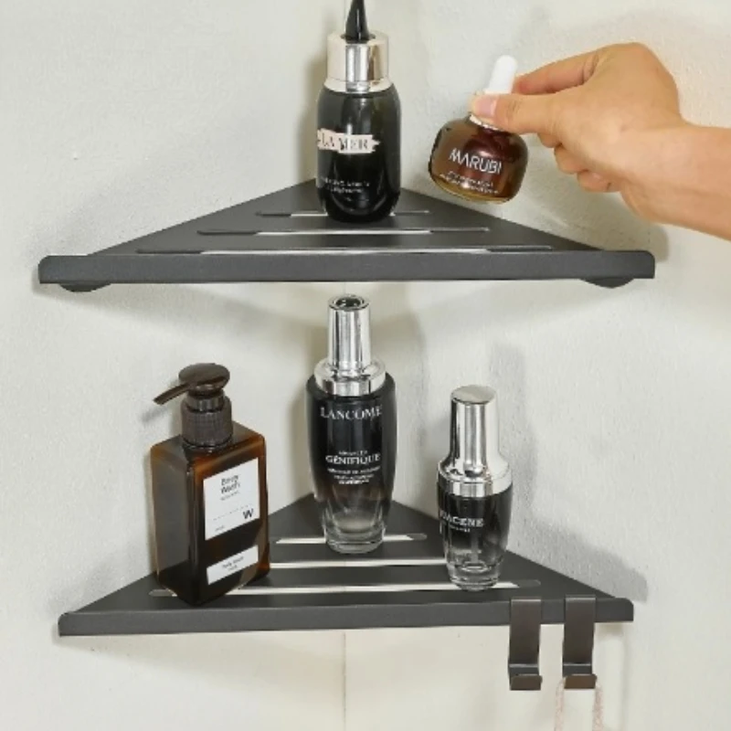 

Gun Gray Bathroom Corner Shelf 304 Stainless Steel Wall Mounted Triangular Rack Nordic Shower Shampoo Holder for Bathroom
