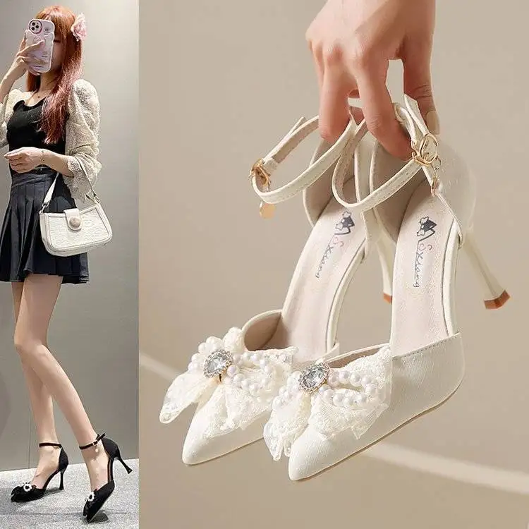 Y2k scarpe con tacco per donna scarpe con fiocco da donna blu chiaro scarpe eleganti per signora lolita mary jane scarpe da sposa sposa di lusso