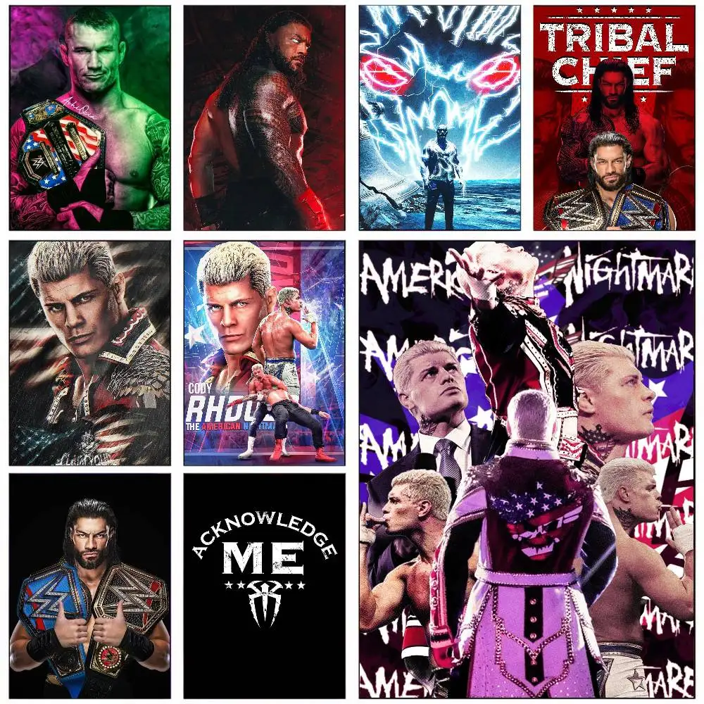 Wrestling Match W-Wwe Poster HD Art Sticky Wall Poster Wasserdichte ästhetische Dekor für Zuhause Wohnzimmer.