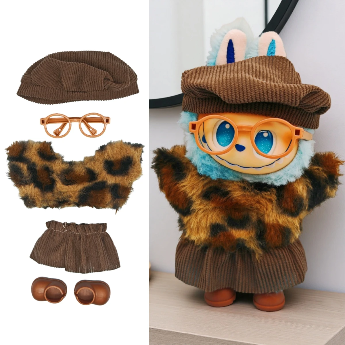 3/5in1 poppenkleertjes set voor Labubu (geen pop) meisje jongen outfits 1e/2e generatie vinyl kunst speelgoed ontwerper pop kleding jurk accessoires