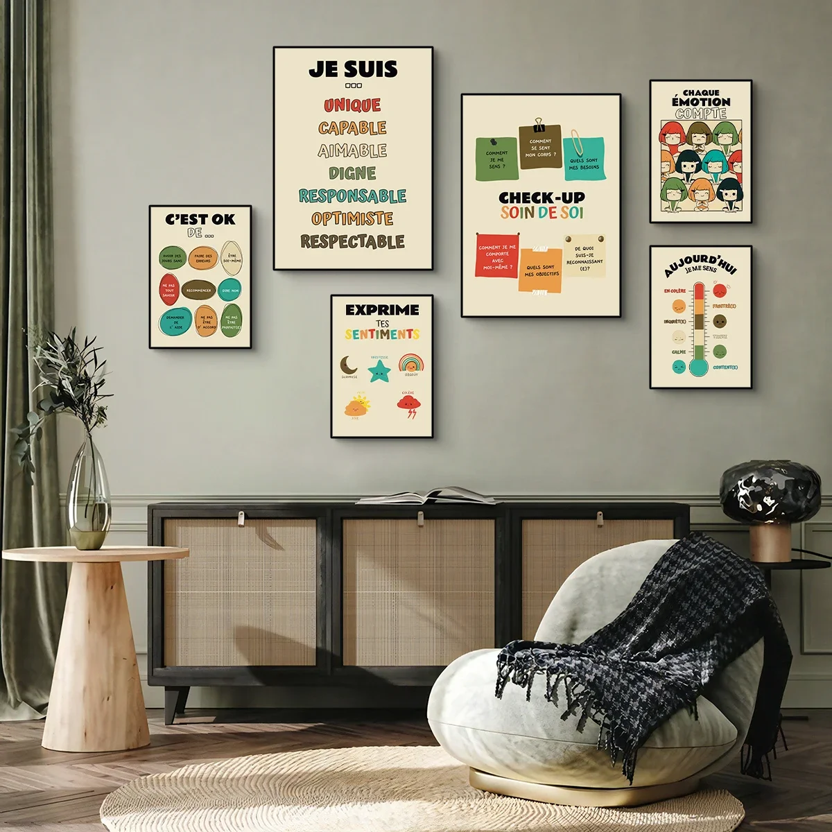 No Framed Printing Picture Social Psychology Affirms Childrens I Am French Canvas Print Rainbow Mental Health Wall Art Poster