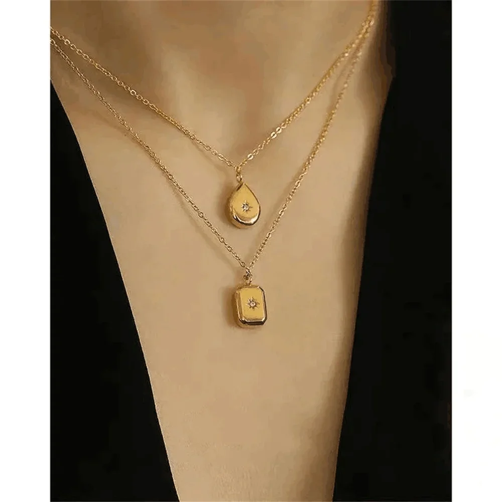 

Цепочка с подвеской в виде капли воды, простой геометрический кулон в стиле бохо, металлическая цепь для женщин, позолоченный чокер, Подарочная бижутерия