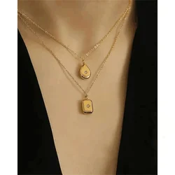 Boho Fashion Simple Geometric Water Droplet Metal Pendant Chain Necklace For Women Female Gold-plated Choker Jewelry Gift