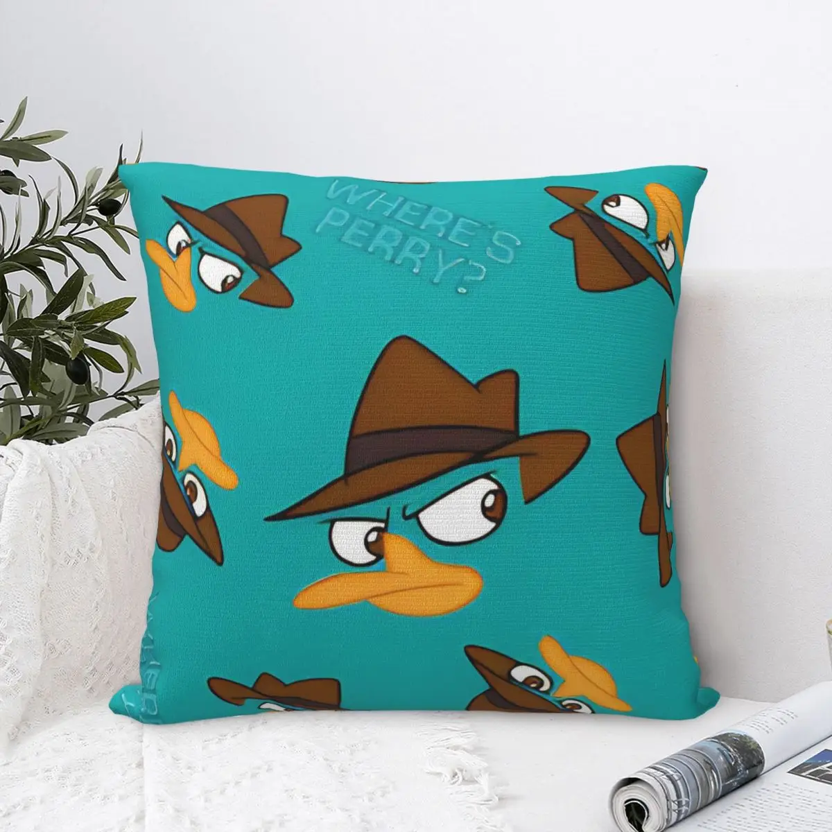 Perry The Platypus Pillowcase Polyester Cushion Cover Decor Comedy Pillow Case Cover Car Zipper 18'