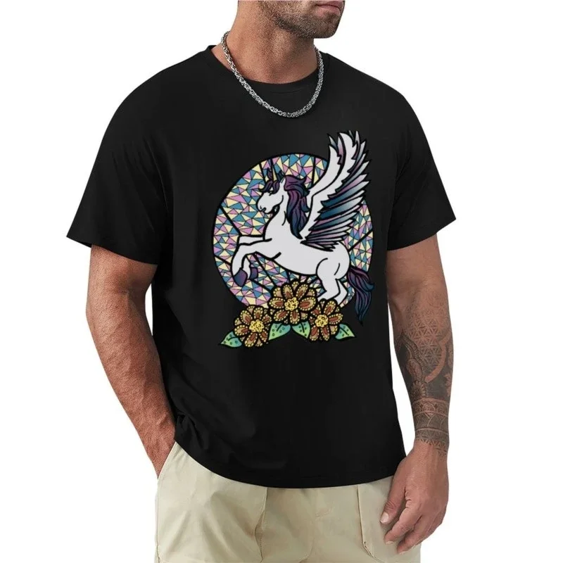 Stained Glass Unicorn T-Shirt anime funnys workout shirts for men