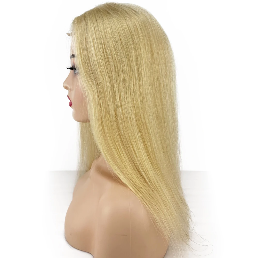 Cheveux humains européens vierges pour femmes, postiche de base de peau de trame ouverte, devant en dentelle transparente, cheveux de bébé, 8x8 po, injTop