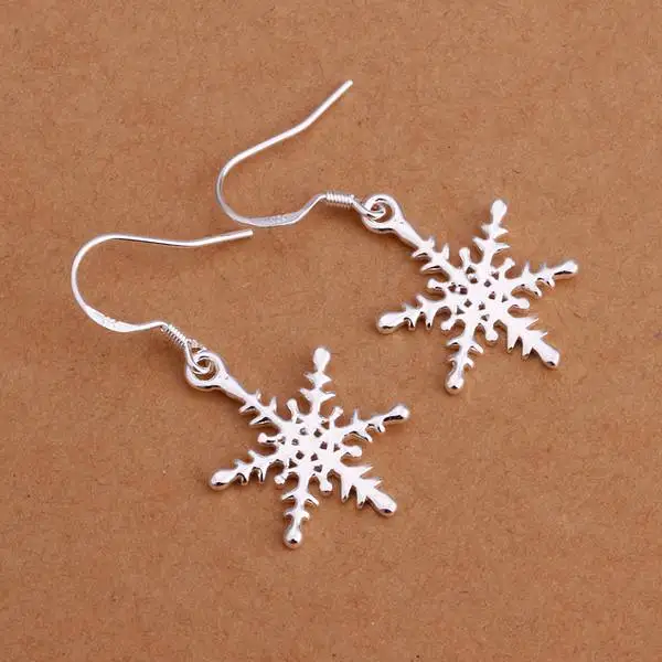 

beautiful snowflake pretty nice lovely fashion women solid Silver color Dangle Earring Jewelry factory price