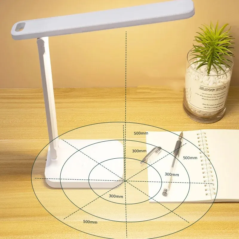 Dobrável Table LED Desk Lamp, Stepless Dimmable, Toque, Leitura de cabeceira, Proteção para os olhos, Night Light, USB Chargeable, 3 Tipo