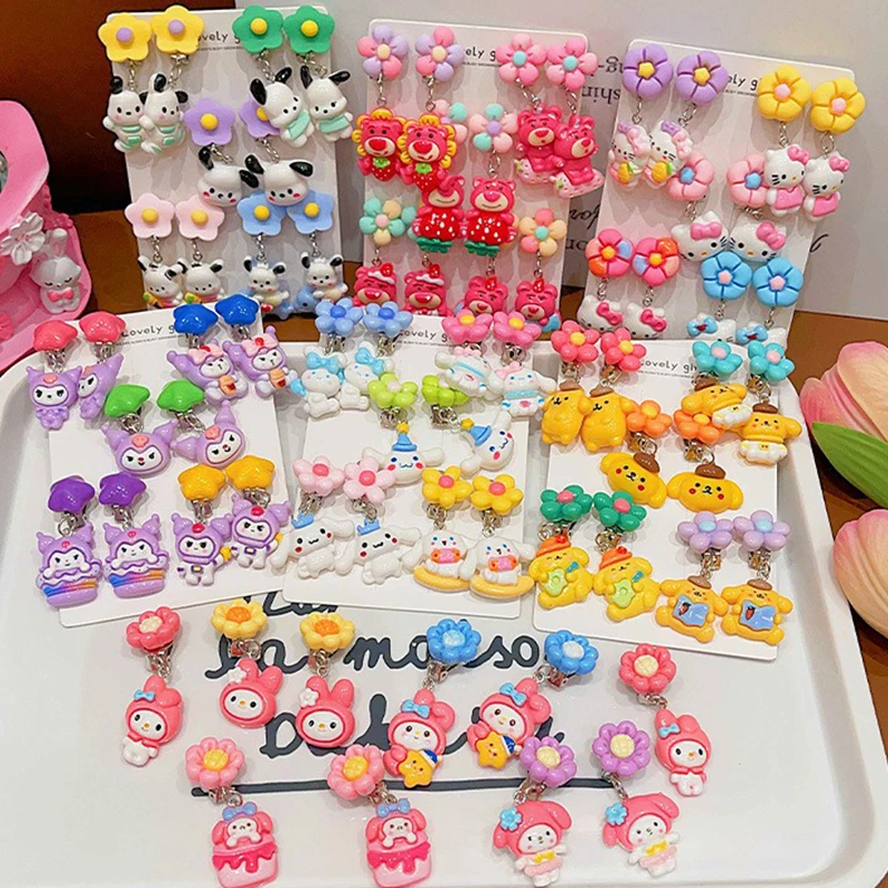 

Sanrio Kulomi Cinnamon Hellokitty Cute Cartoon Ear Pierceless Children's Ear Clip Animation Doll Accessories Children Like Gifts