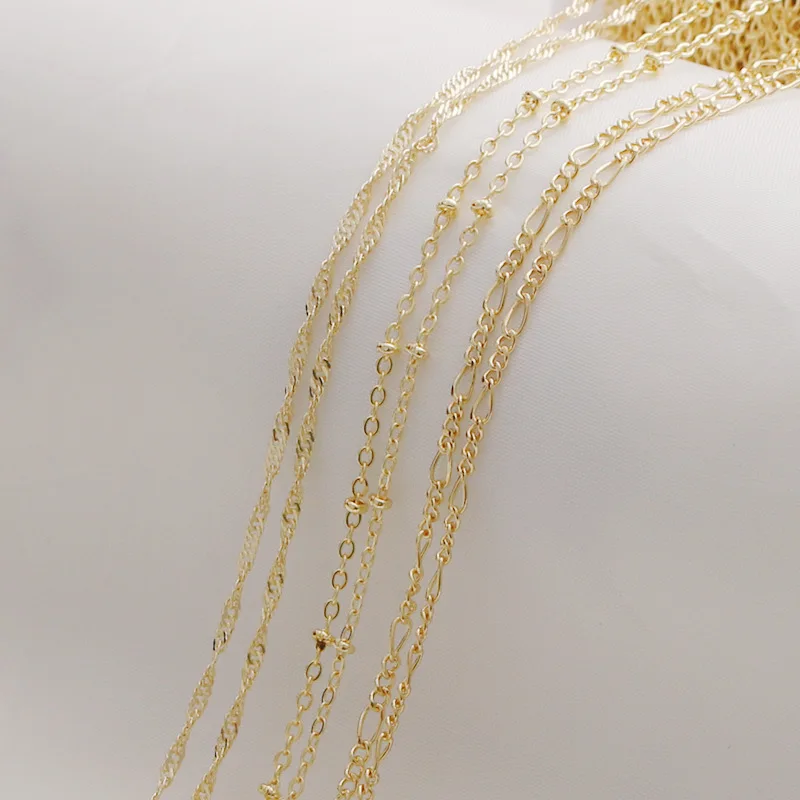 WT-BC209 WKT Wholesale18K Copper-Clad Gold Bar Ferrier Beads Chain Water Wave Bracelet DIY Handmade Jewelry Accessories