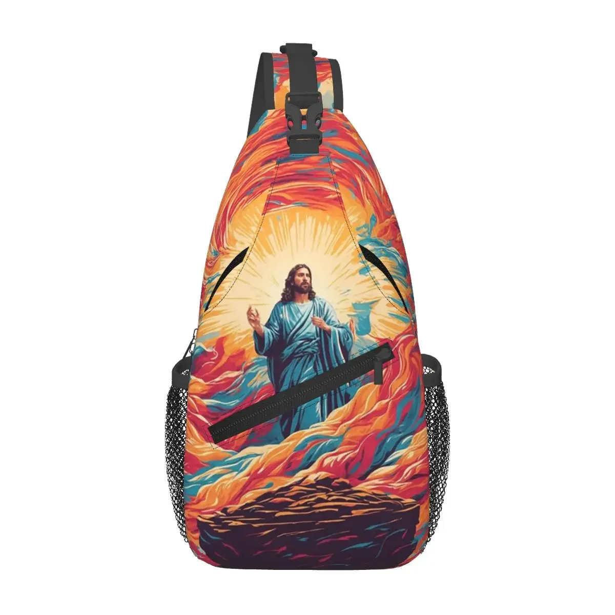 Resurrected Jesus Jesus Biblical References Chest Bag Men Sling Crossbody Backpack Chest Bag Travel Hiking Daypack Shoulder Bag