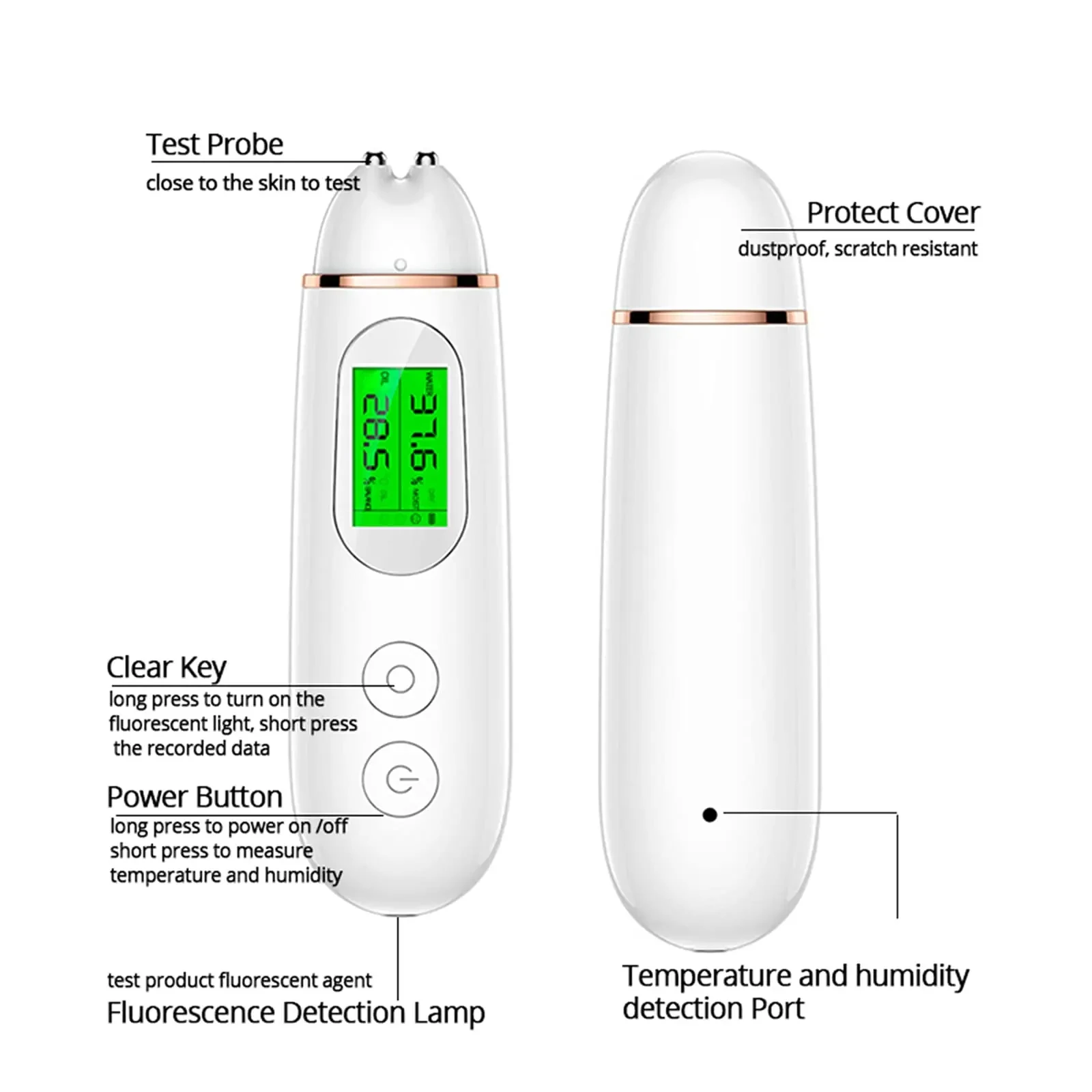 Mini analizador de piel Digital LCD para el hogar, Sensor Biotech, herramientas para el cuidado de la piel, Monitor de Spa, probador de humedad de aceite de la piel, herramientas para el cuidado de la piel