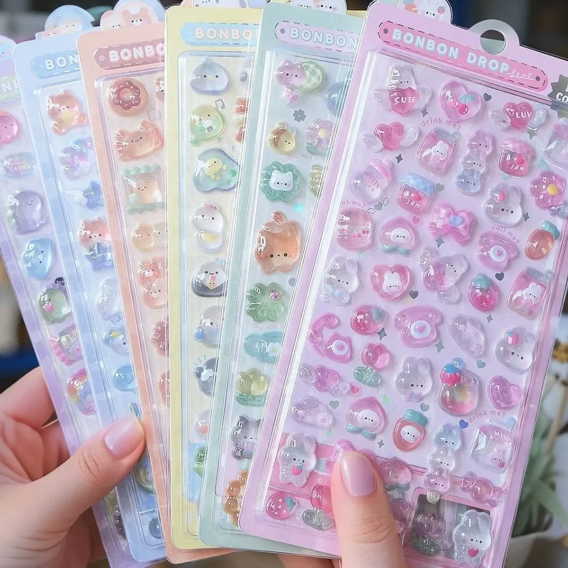 Cartoon ￥3D Relief Drop Stickers Cute Animals Candy Ghost Scrapbooking Diy Journal Stationery Sticker Deco School Office Supplie