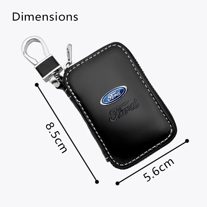For Ford Puma Grand C Max Focus Mondeo Kuga Fiesta Ecosport Transit Kuga Leather Car Remote Key Case Cover Keychain Accessories