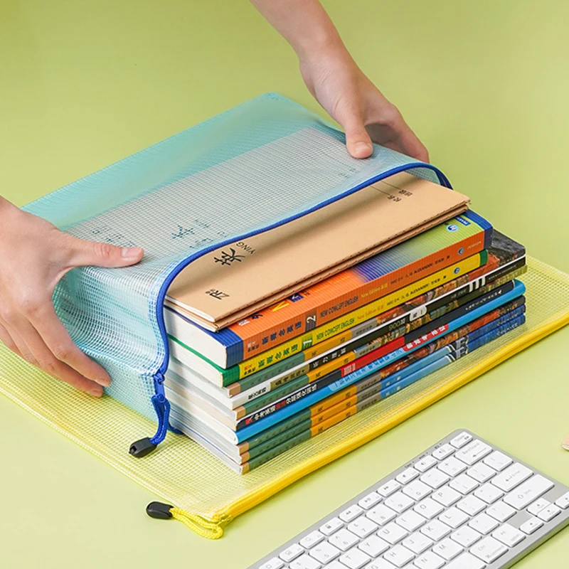 5/10/20pcs Grid Zipper Bags A4/A5 Folder Waterproof Office and Educational Supplies Document File Stationery Storage Bag TMZ image 5