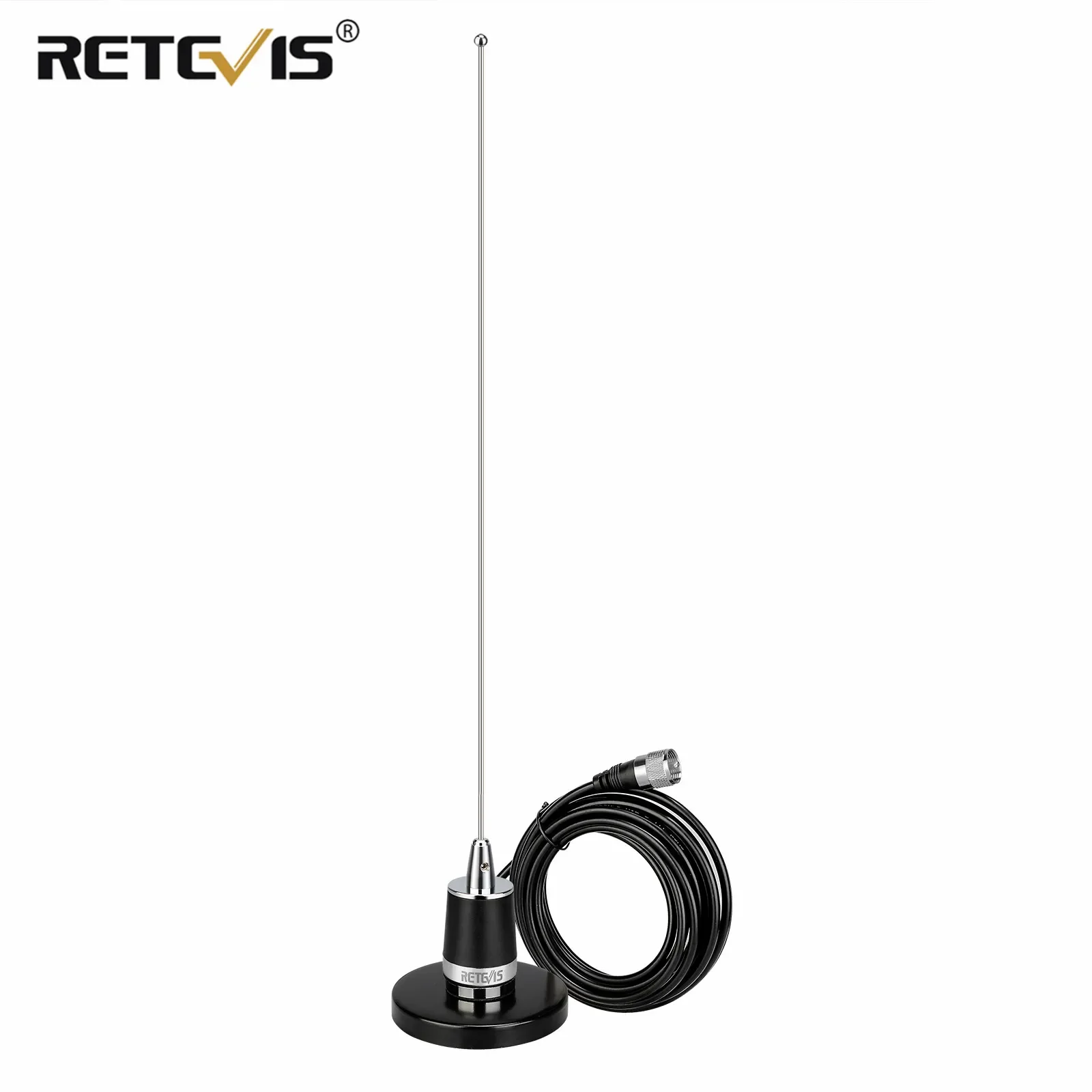 Retevis MR200 Car Antenna With Magnetic Mount Base NMO Connector VHF UHF Dual Band 144/430MHz SL16-J for 4M Coax Cable for RT95