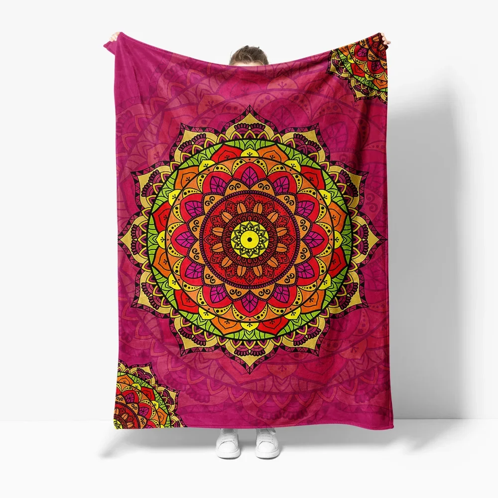 Vibrant Mandala Pattern Blanket Throw Decorative Bed Sofa Cover Bohemian Ethnic Print Blanket Gift