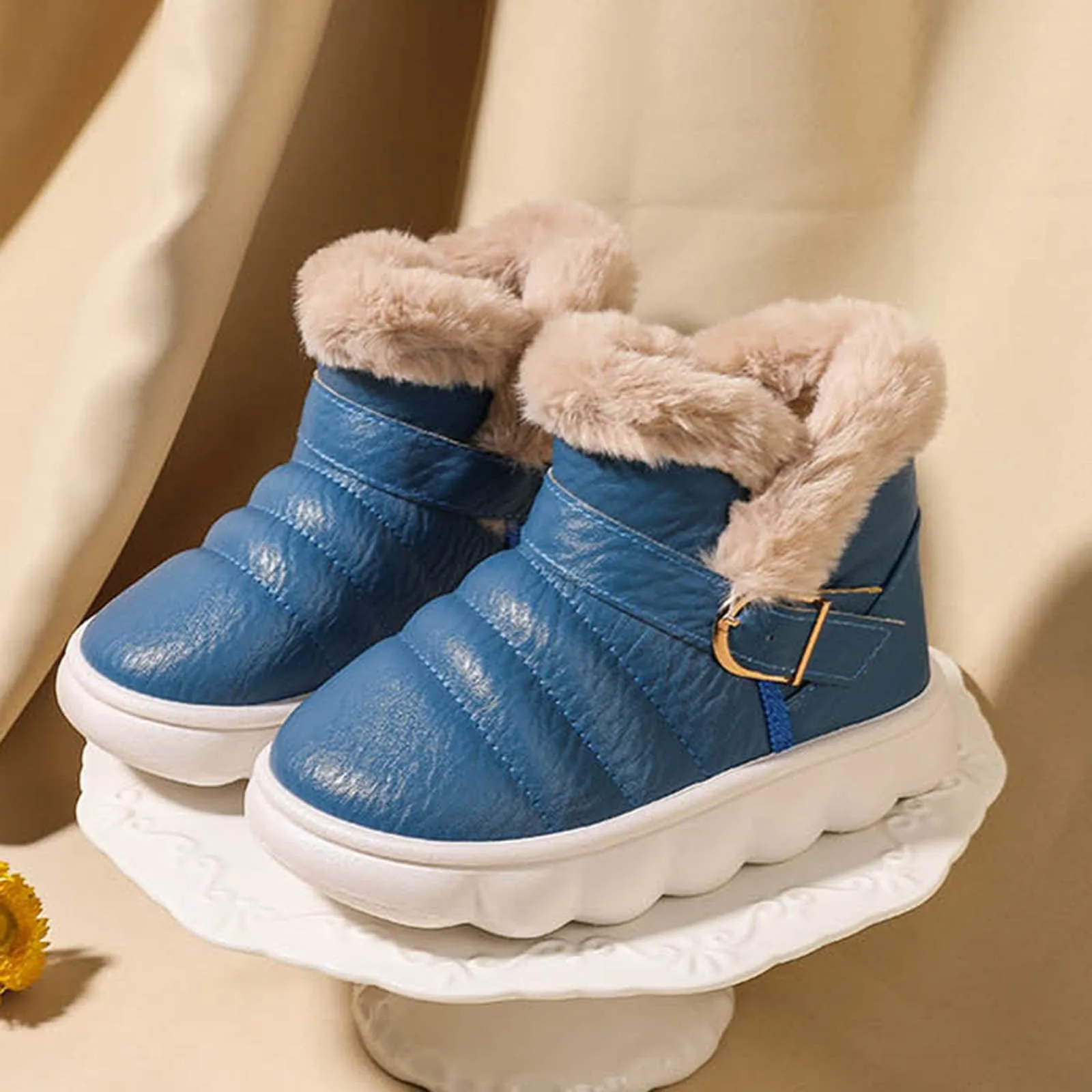 

Kids Slippers Size 30 Winter Padded Children's Snow Boots With Thick Warm Cotton Shoes Thick Soled Boots Toddler T Strap Sandals