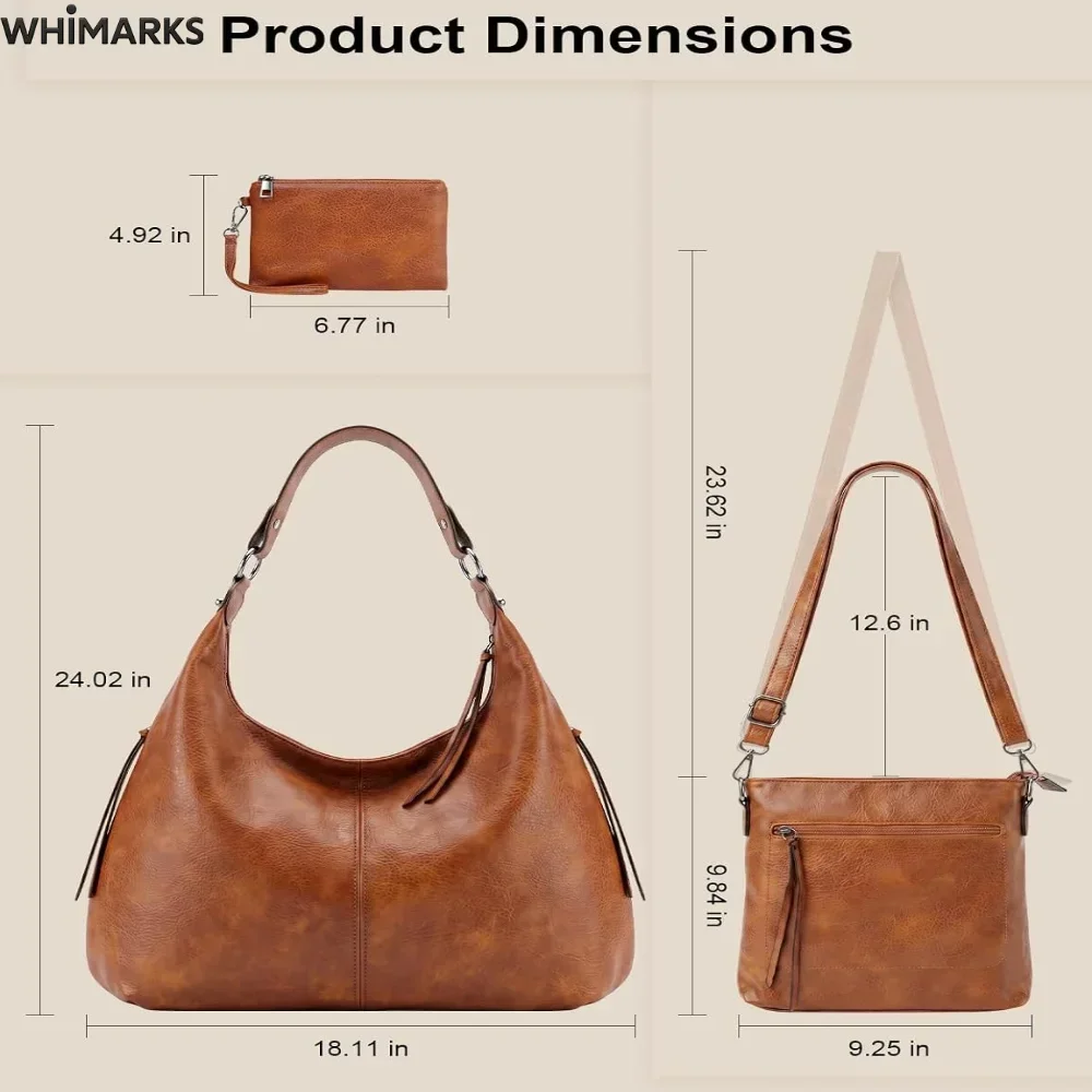 WHIMARKS 3Pcs/Set Bags Large-Capacity Tote/Shoulder Bag Crossbody/Handbags Set for Daily Travel Work Commuter Multi-Functional