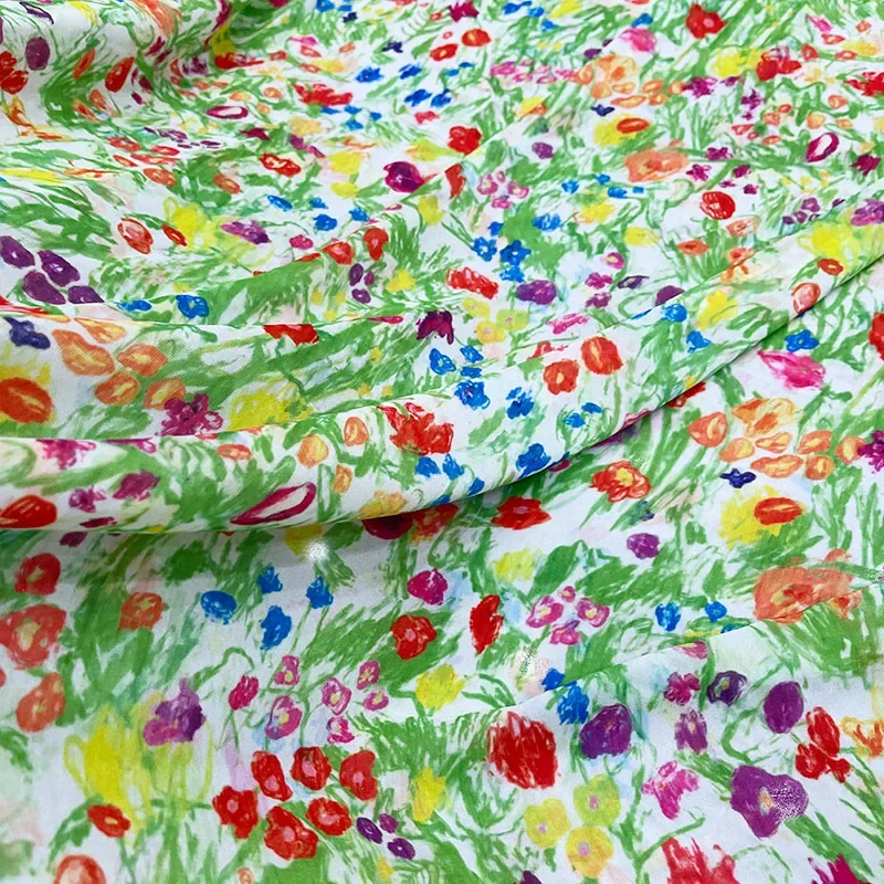 Brand Fashion Design Natural Poplin Cotton Fabric Summer Thin Perspective Polyester Chiffon Fabrics Cloth Diy Sewing Material