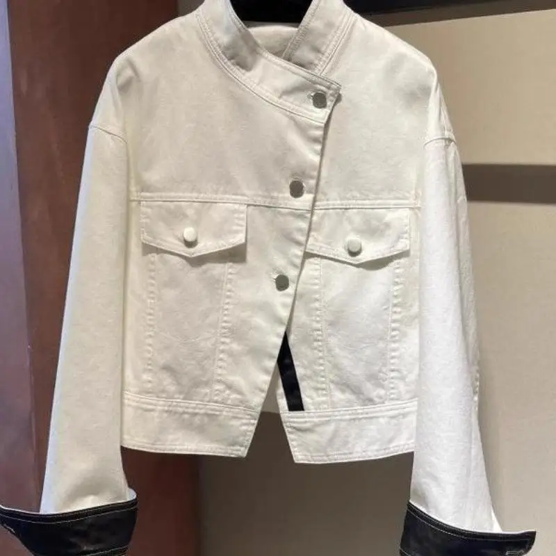 Hot 2026 Spring Autumn Newwomen Clothing American Retro Stand Up Collar Workwear Jacket Loose Casual Temperament Versatile Tops