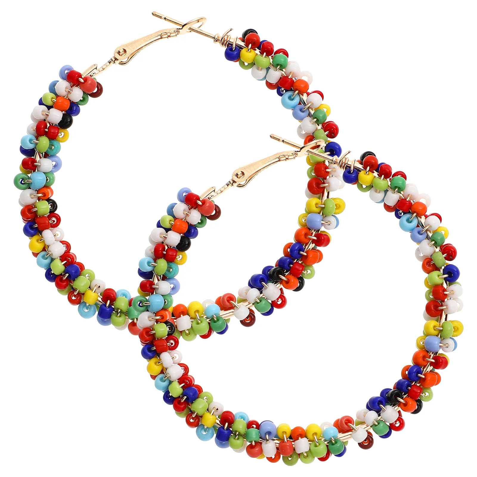 Retro Decor Colorful Bead Earrings Woman High Quality Round Pendant Bohemian Dangler Circle Resin Jewelry Miss