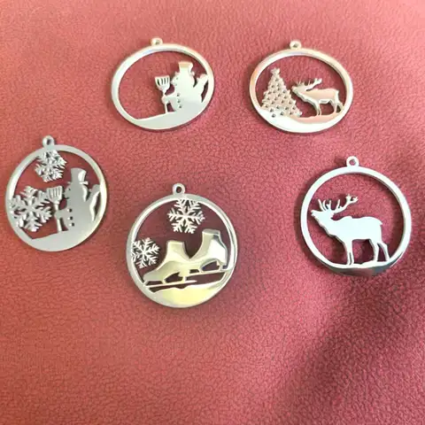 20 adet yılbaşı hediyeleri Charms DIY zanaat püsküller kar tanesi geyik küpe kolye takı yapımı paslanmaz çelik kolye
