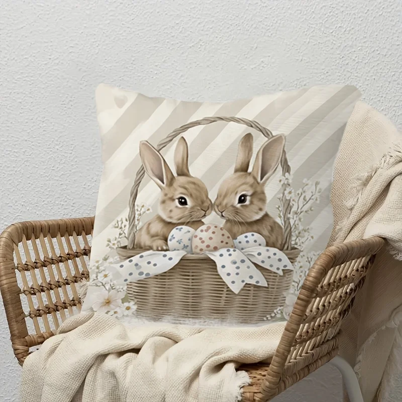 VIKAMA Osterhase Ei Kissenbezug Amerikanischer Landhausstil Wohnzimmer Sofa Kissenbezug Schlafzimmer Heimdekoration