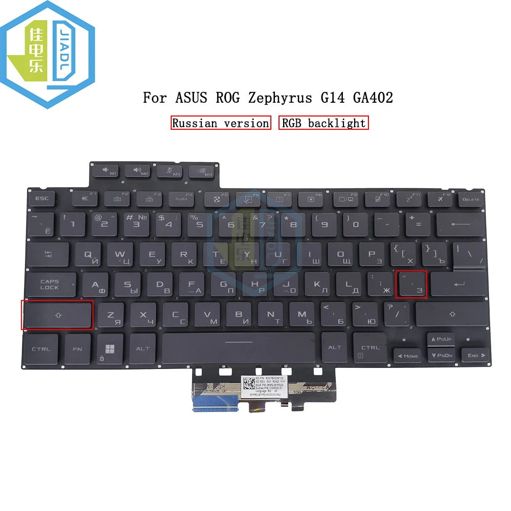 

GA402 RU Russian UA Ukraine RGB colorful Backlit Keyboard For ASUS ROG Zephyrus G14 GA402RK GA402RJ GA402R Replacement Keyboard