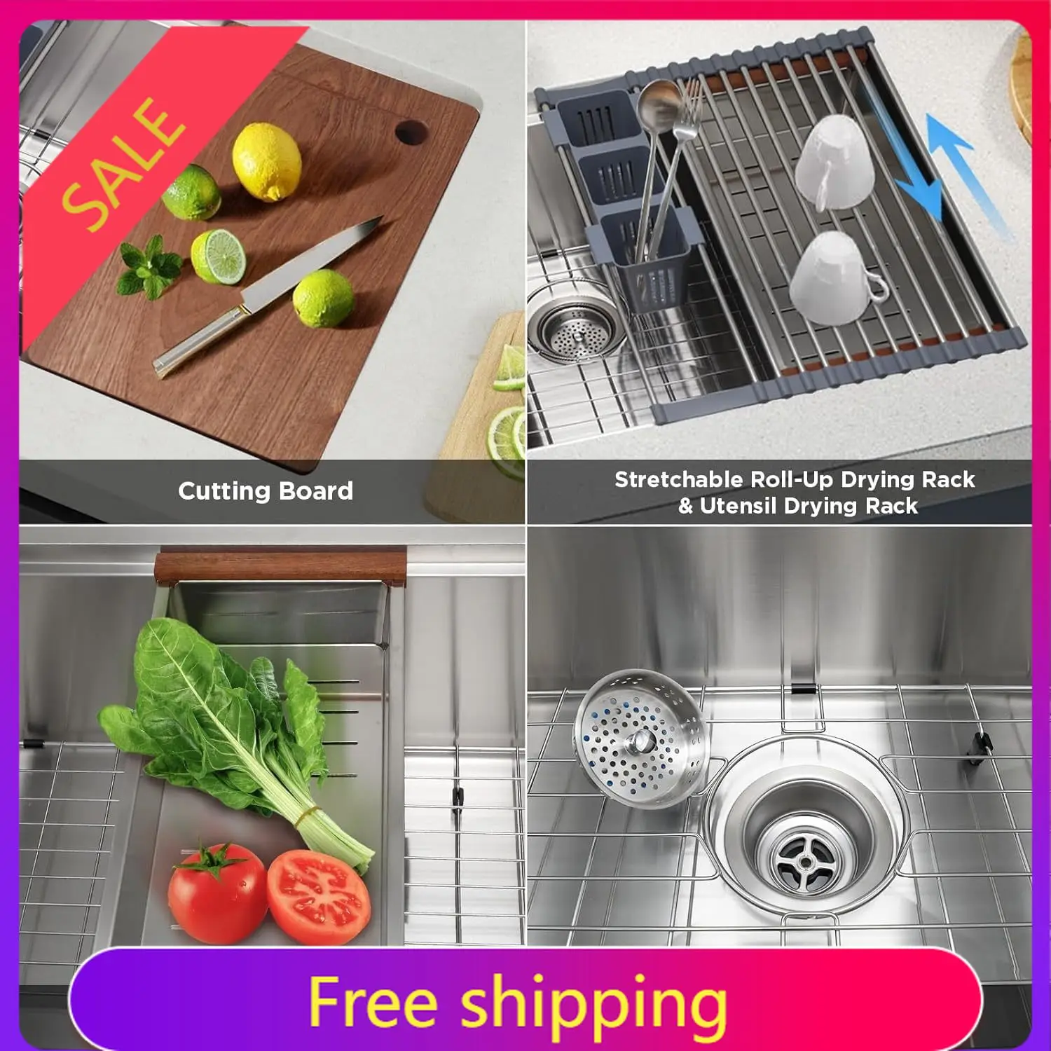 High Quality30 Inch Undermount Kitchen Sink Superior Drain Kitchen Sinks 11 Gauge (3mm) Stainless Steel, Single Bowl Integrated