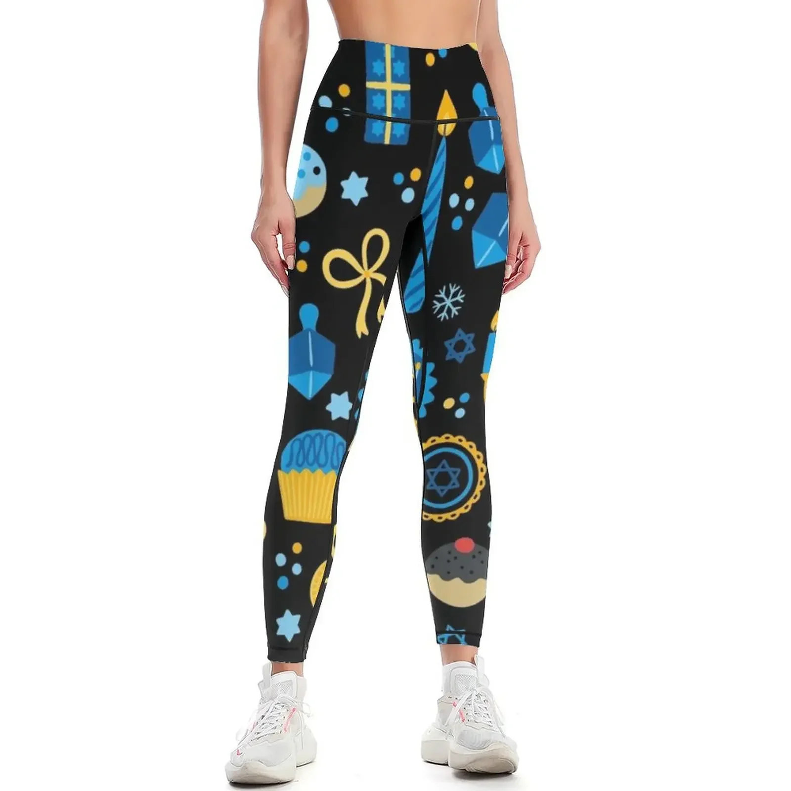 

Hanukkah Holiday Menorah, Candles And Coins Elegant Pattern Leggings trousers Leginsy push up gym's sportswear Womens Leggings