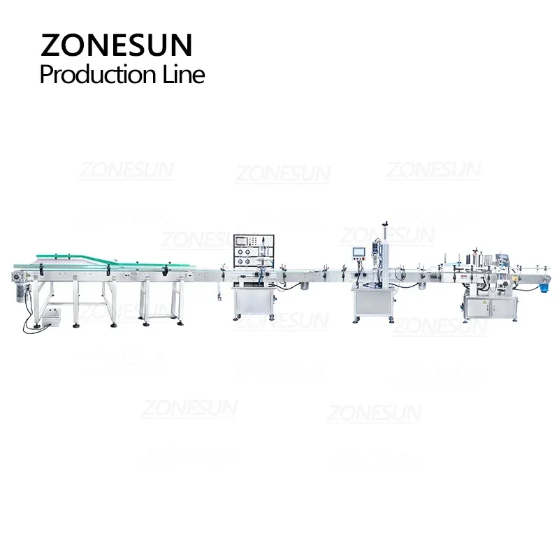 ZONESUN ZS-FAL180X4 Автоматическая производственная линия для наполнения жидкостью, укупорочная этикетировочная машина, разбрызгиватель бутылок, магнитный насос