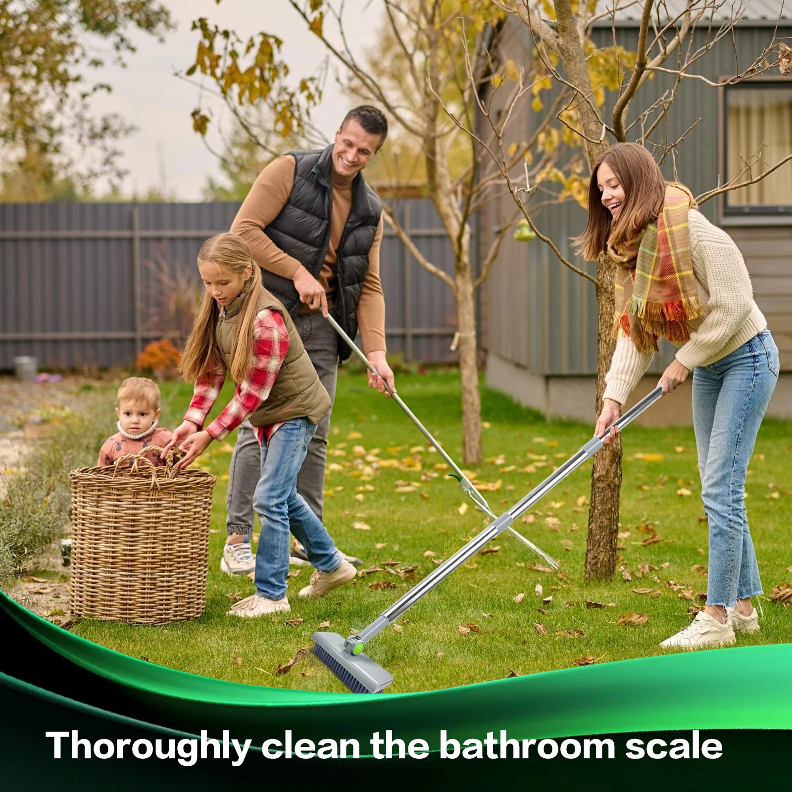 Set Sapu dan Sapu Lipat 3 In 1, Sapu Tanpa Sikat, Set Pembersih Multi-permukaan, Cocok untuk Ruang Tamu, Kamar Tidur dan Kamar Mandi