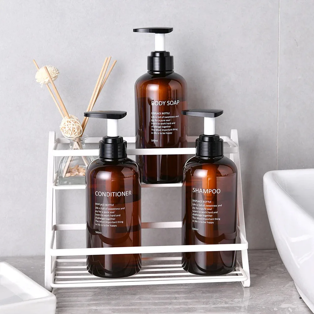 Refillable Shampoo Conditioner Body Wash Dispenser Set Printed Letters Bathroom Soap Bottle Dispenser Shower Pump Shampoo 1PC3PC