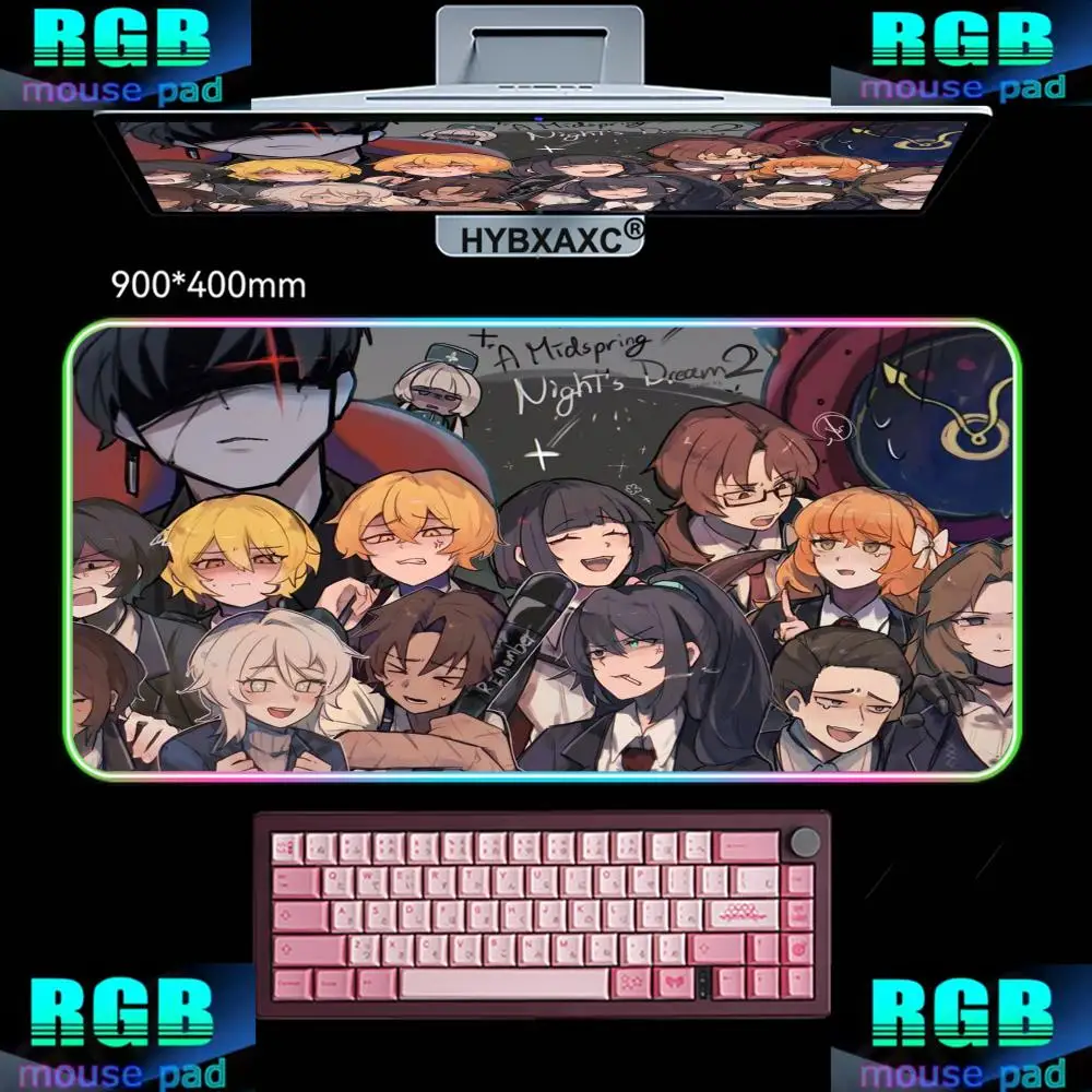 

Gaming Mouse Pad Limbus Company Anime RGB Desk Mat Extended Pads Keyboard Mat PC Cabinet Tablemat E-Sports Playpad HD Carpet Rug