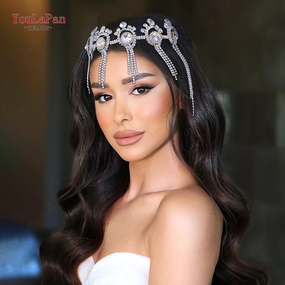 

YouLaPan Rhinestone Chain Hair Hoops Bridal Fairy Headwear Handmade Wedding Items Woman Elegant Party And Wedding HP708