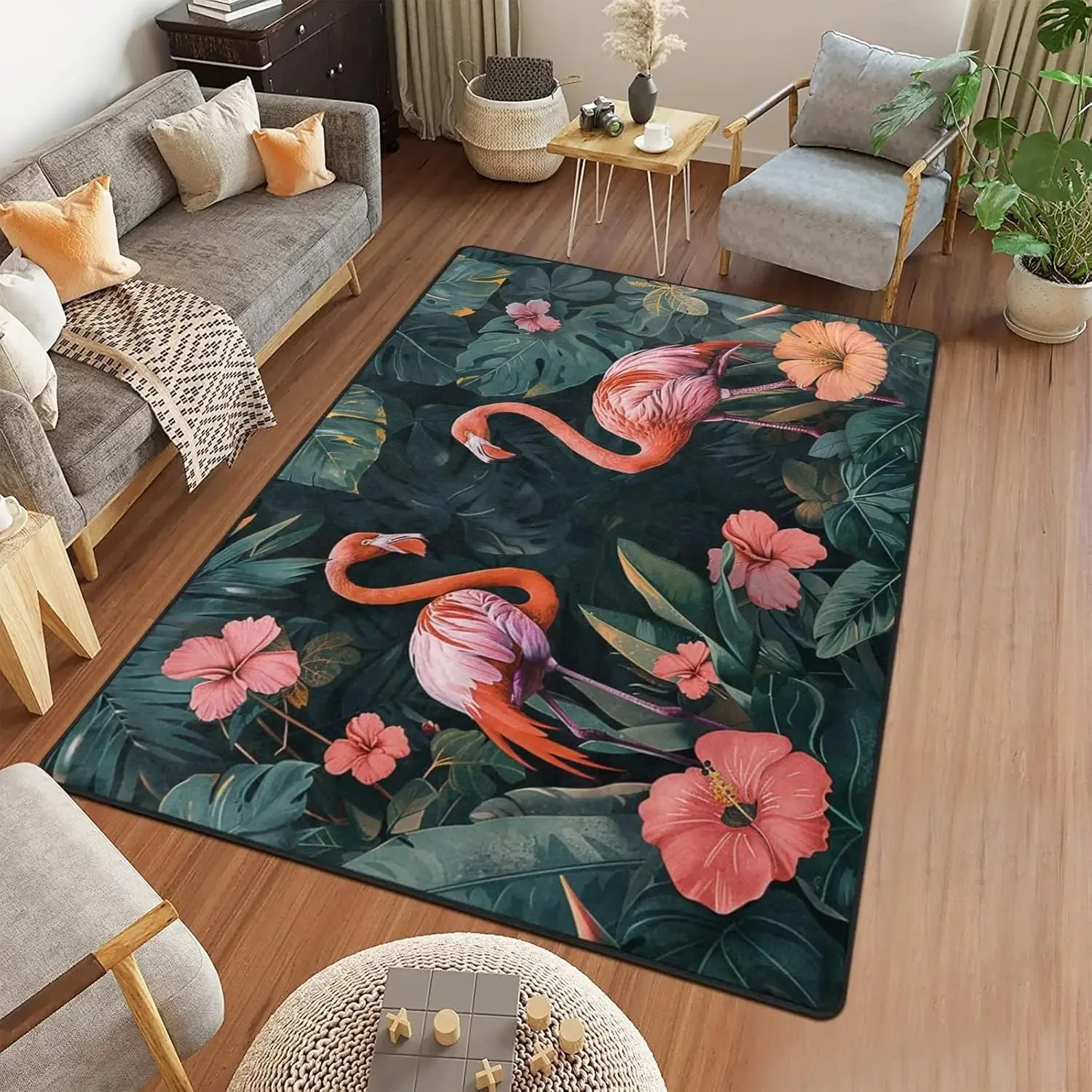 Red Black Buffalo Plaid Rug Christmas Area Rugs Non-Slip, Red Buffalo Check Floor Carpet Mat for Kitchen Living Room Bedroom
