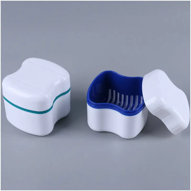 Double-layer Denture Bath Box with Filter Screen False Tooth Cleaning Container Denture Storage Box Orthodontic Retainer Case