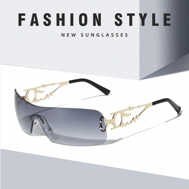 

Модные солнцезащитные очки без оправы в стиле Y2K для женщин и мужчин, высококачественные, трендовые, для вечеринок и фестивалей, декоративные очки, UV400, для путешествий и вождения